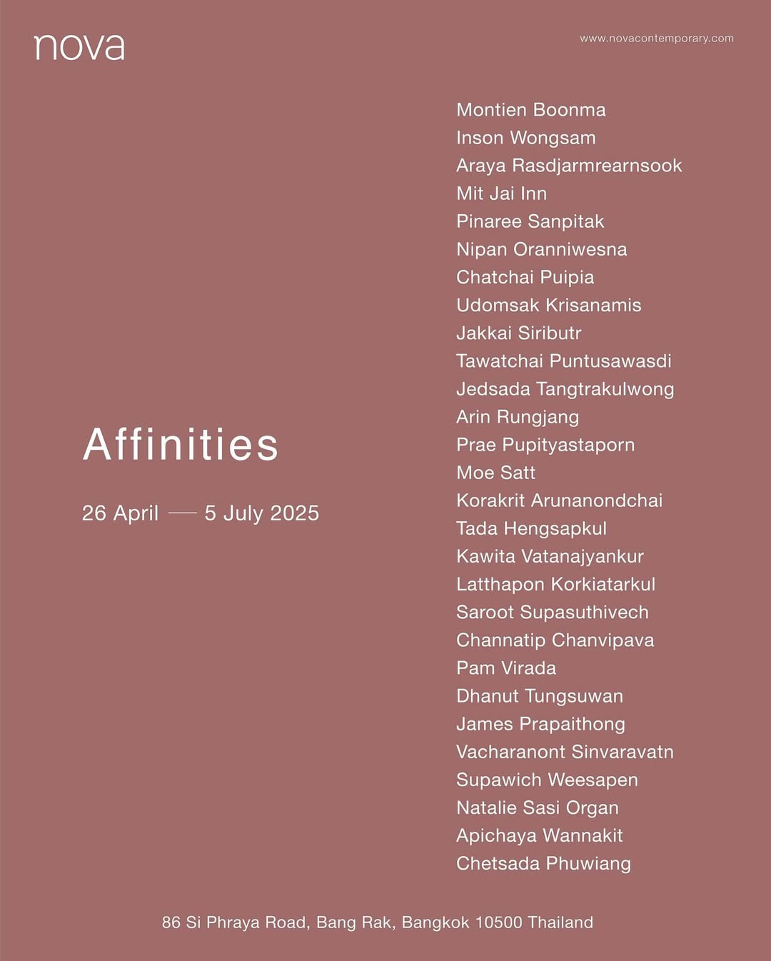 Affinities Nova Contemporary, event information times dates Thailand 2025 AWDB